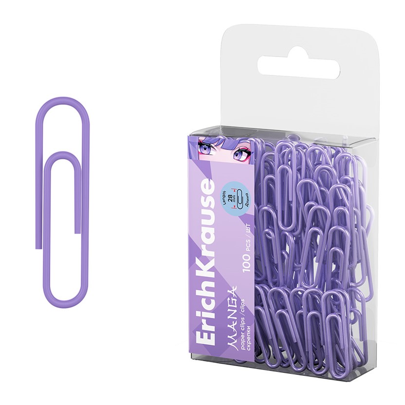 Paper clips ErichKrause Manga (lilac), 28 mm