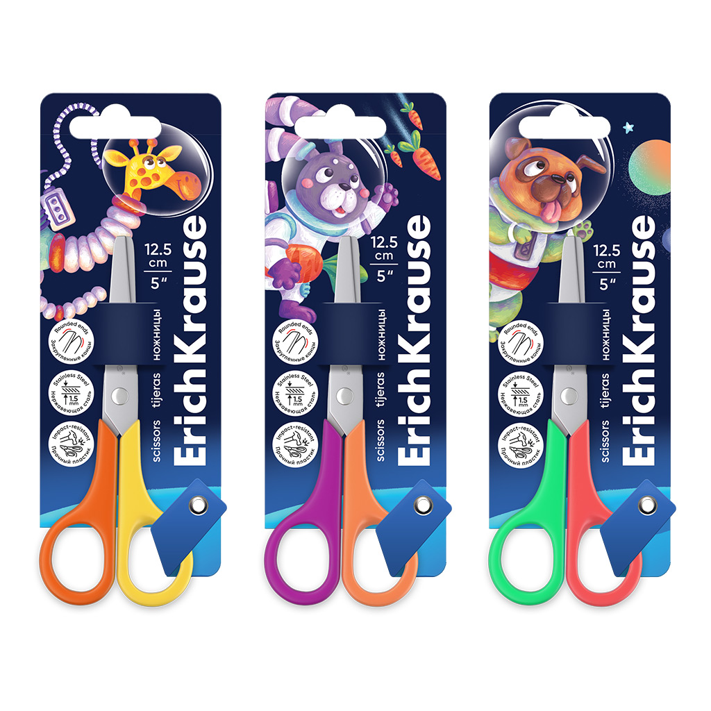 Children's scissors ErichKrause FunCut Space Animals, 12.5 cm