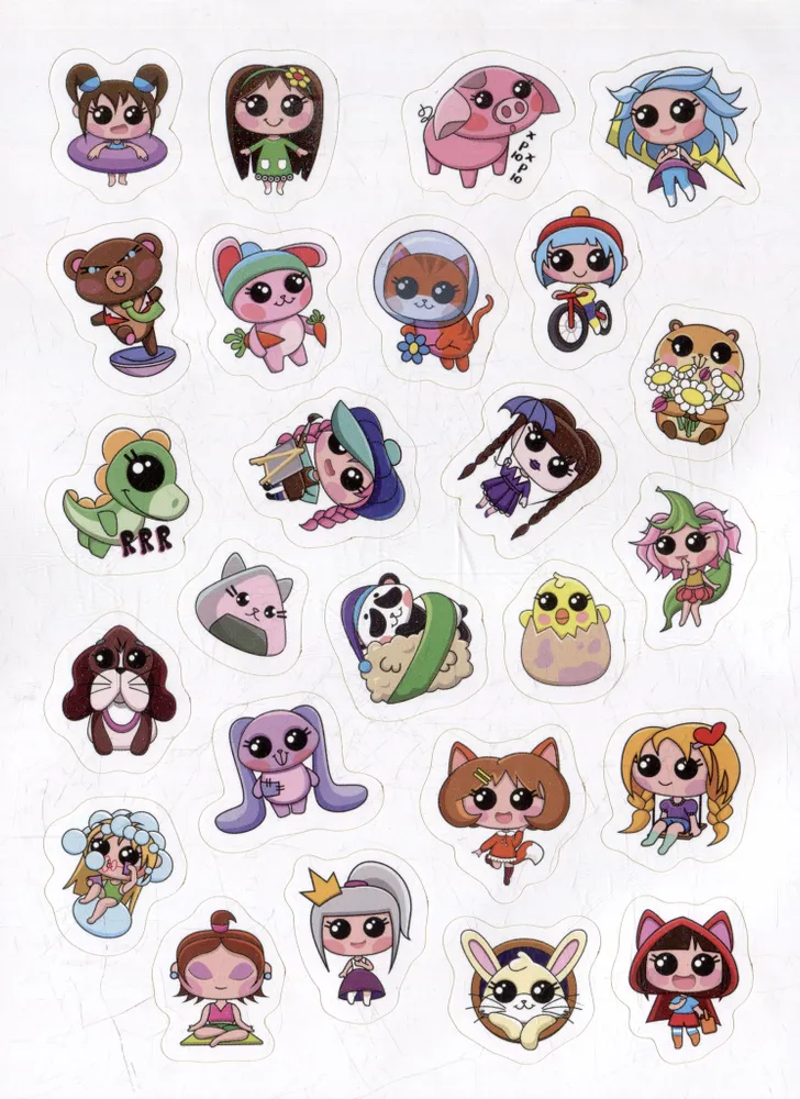 100 stickers. Kawaii