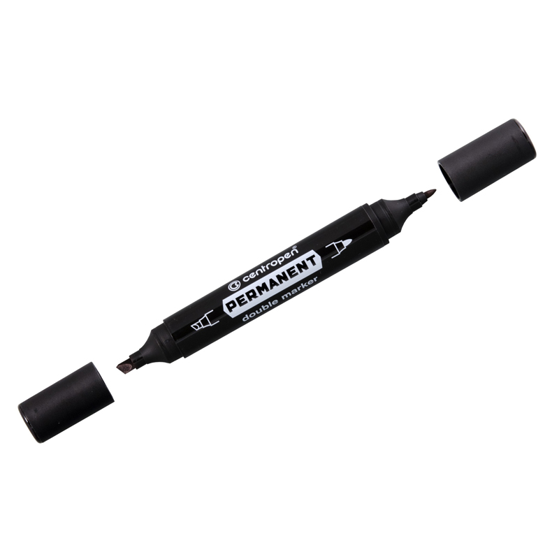 Permanent marker Centropen 1666, black, bullet-shaped/beveled 1 mm/1-4 mm, double-sided