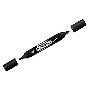 Permanent marker Centropen 1666, black, bullet-shaped/beveled 1 mm/1-4 mm, double-sided