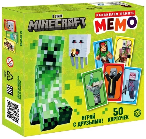 Board game Memo. In Minecraft style