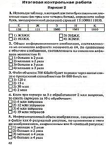 Computer science. 7th grade. Test materials