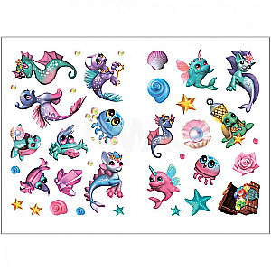 Magic coloring pages with stickers. Magic pets. Undersea world