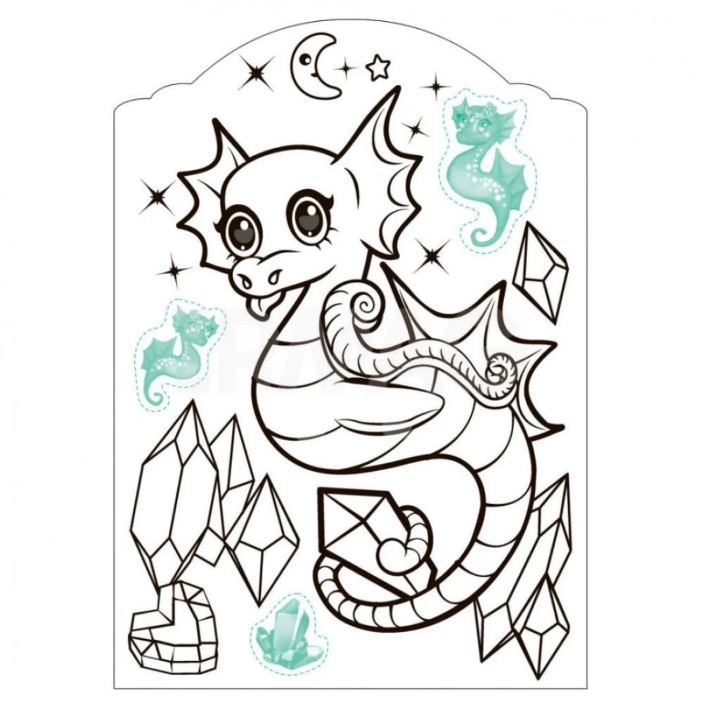 Magic coloring pages with stickers. Magic pets. Undersea world