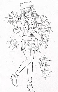 Coloring page Fashion Anime. Girl style