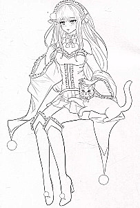 Coloring page Fashion Anime. Magic style