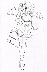 Coloring page Fashion Anime. Magic style