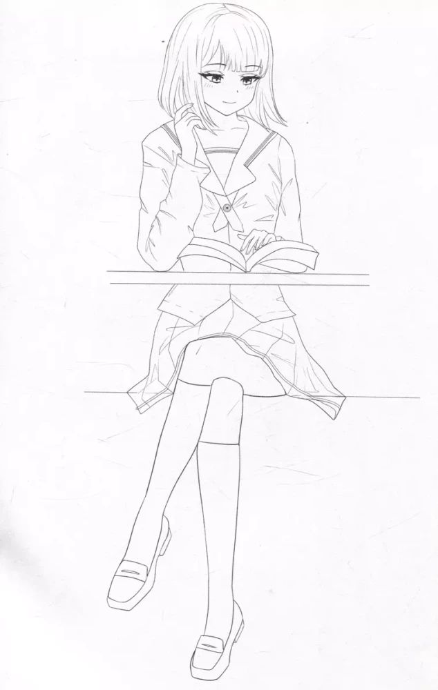 COLORING BOOK Fashion Anime. School style