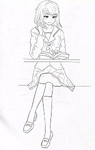 COLORING BOOK Fashion Anime. School style