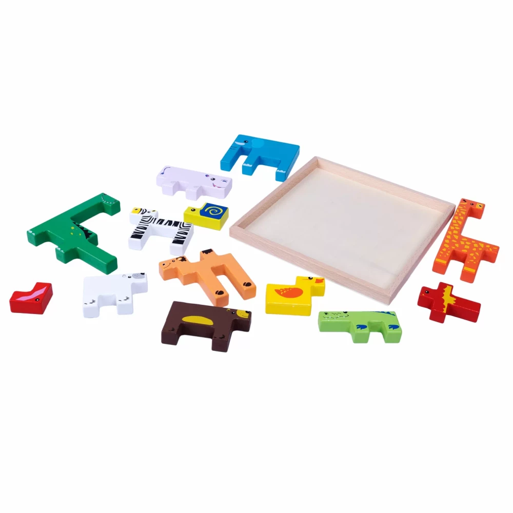 Educational wooden puzzle game Zoo