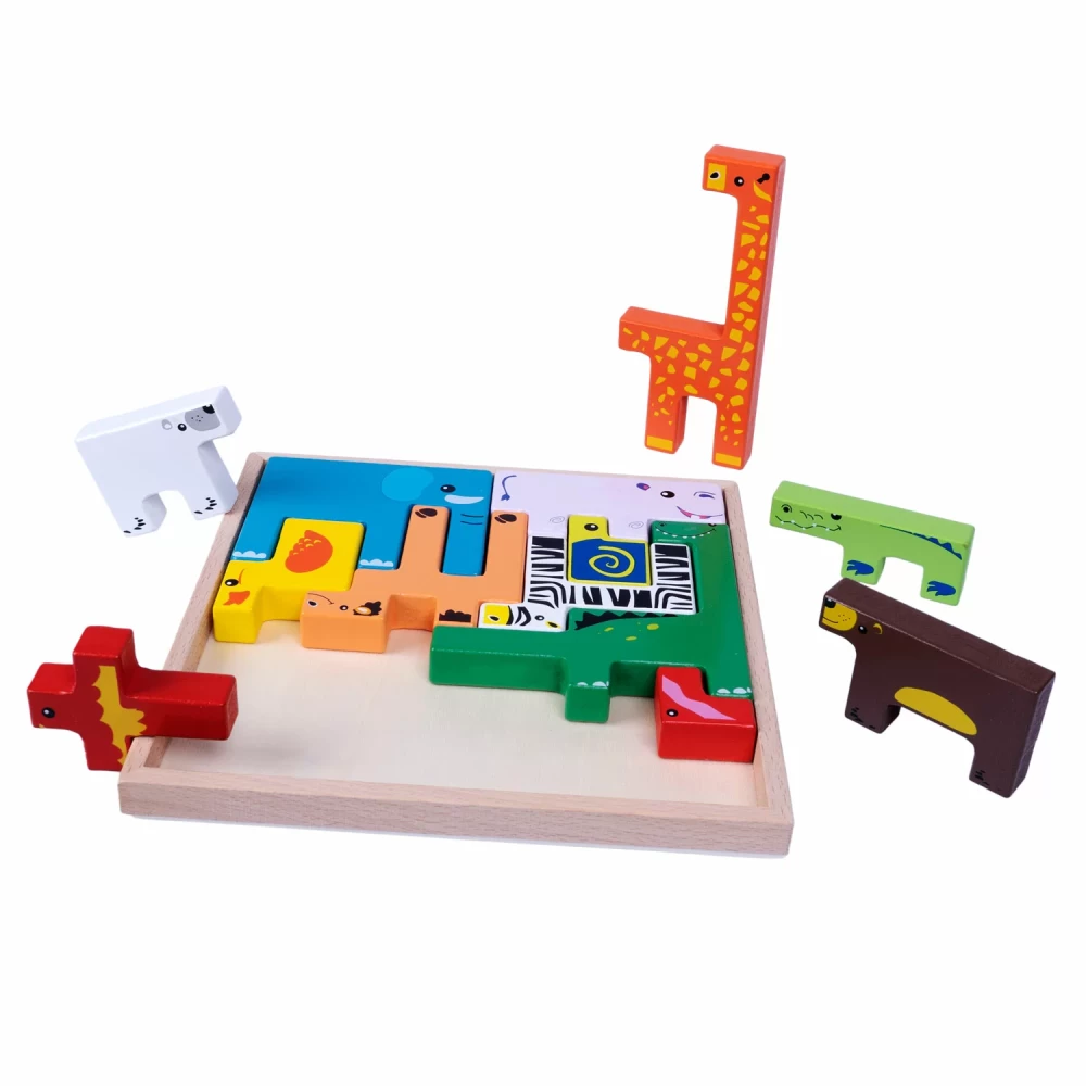 Educational wooden puzzle game Zoo