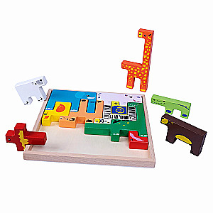 Educational wooden puzzle game Zoo