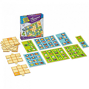 Board game Domino puzzle Tea with donut