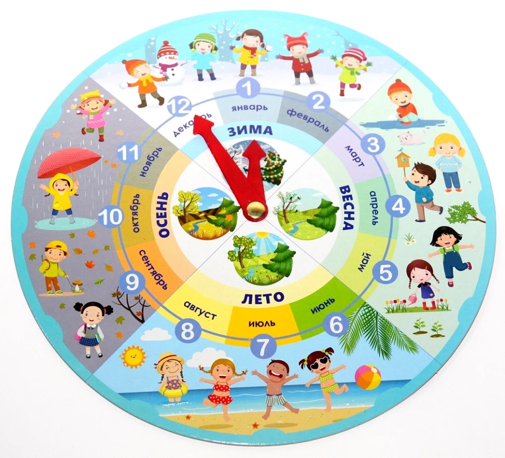 Educational game Clock. Seasons. Daily routine