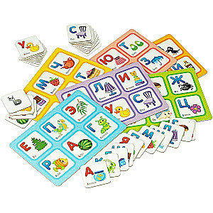 Board game Loto. Learning the alphabet