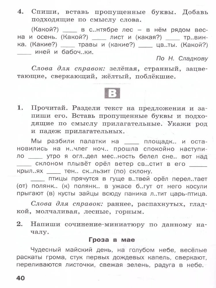 Russian language. 4th grade. Multi-level tasks