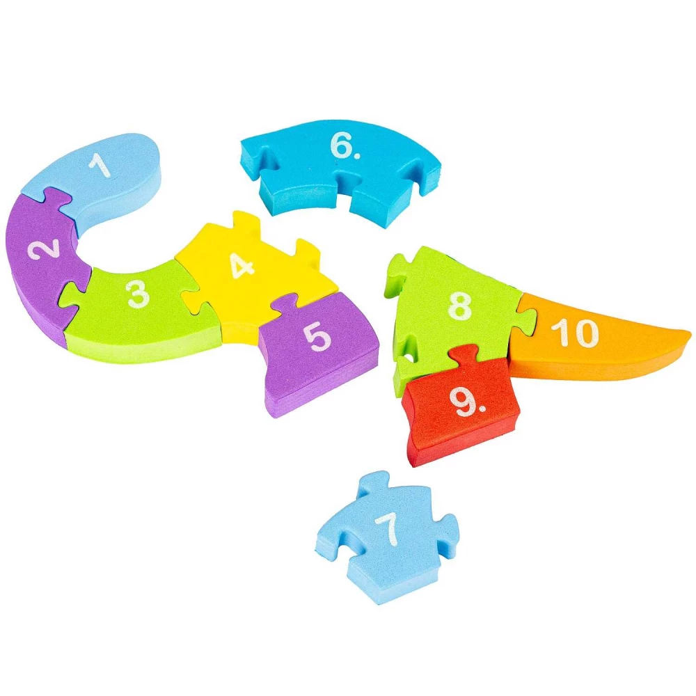 Soft figured puzzle Dinosaur. Studying numbers