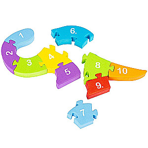 Soft figured puzzle Dinosaur. Studying numbers