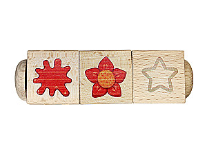 Wooden cubes on the axis Learning colors and shapes