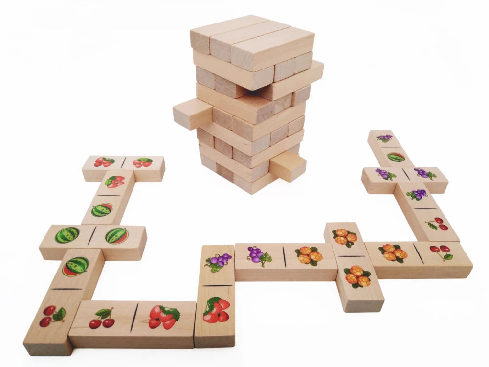 Board game 2 in 1. Tower and Dominoes Berry Mix