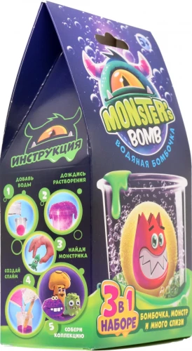 Игрушка ТМ Monsters bomb Набор 3 в 1 бомбочка, монстр, слизь