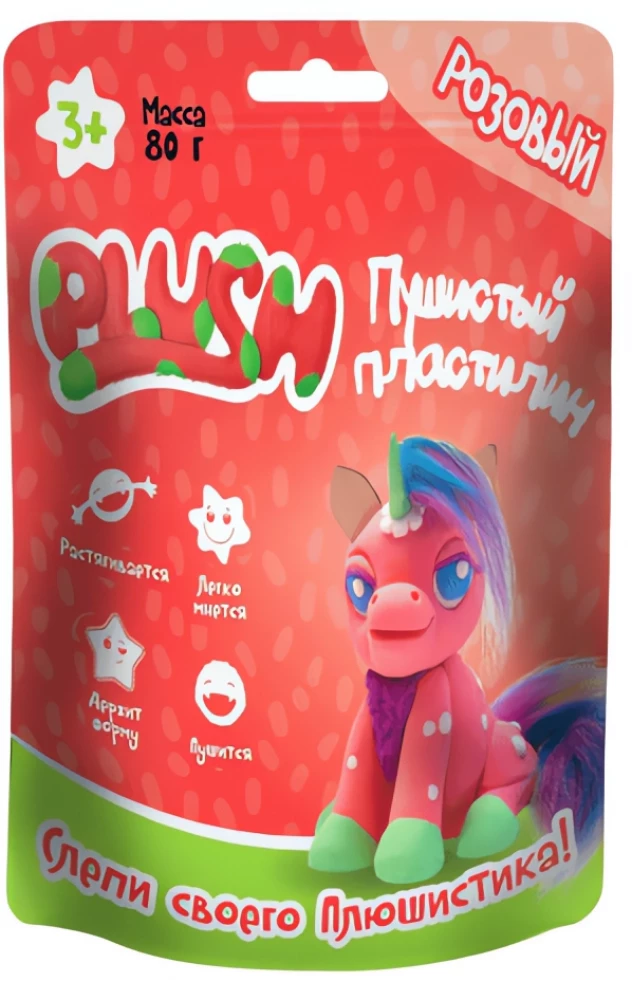 Пушистый пластилин "PLUSH", в ассортимете, 80г