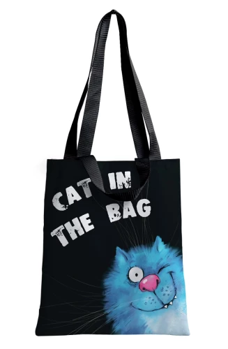 Shopper Bag - Blue Cats. Cat in the Bag