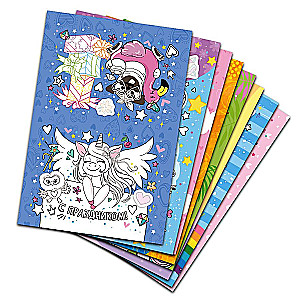 Coloring Postcards with Stickers - Wonderful Unicorns