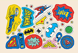 Greeting cards with stickers. Superman, Batman and Wonder Woman. Together we are strong