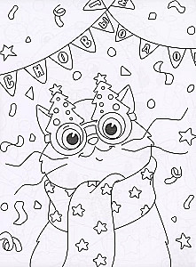 Coloring book with stickers. Happy New Year!