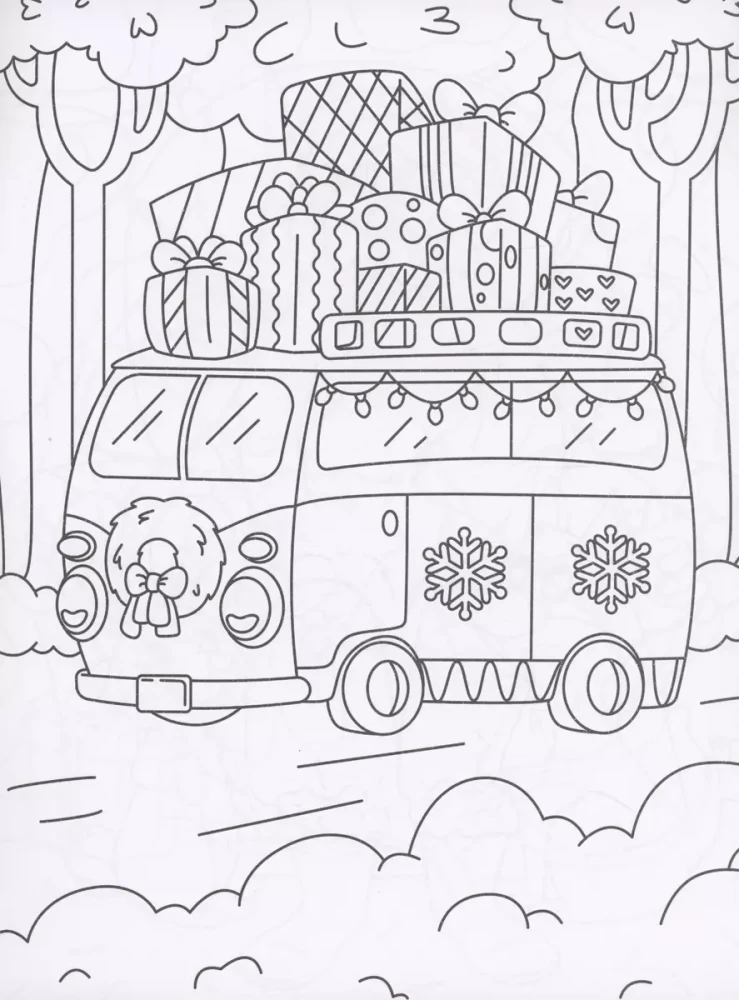 Coloring book with stickers. Happy New Year!