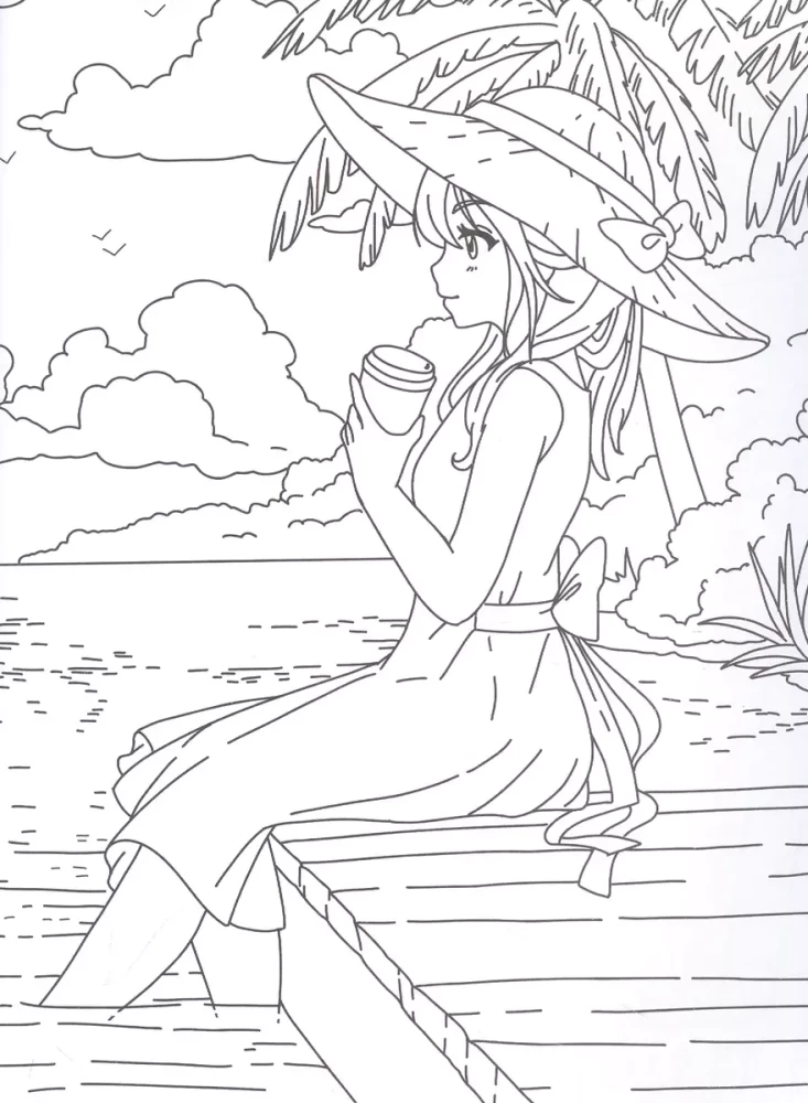 Anime Coloring Book. Manga Girls