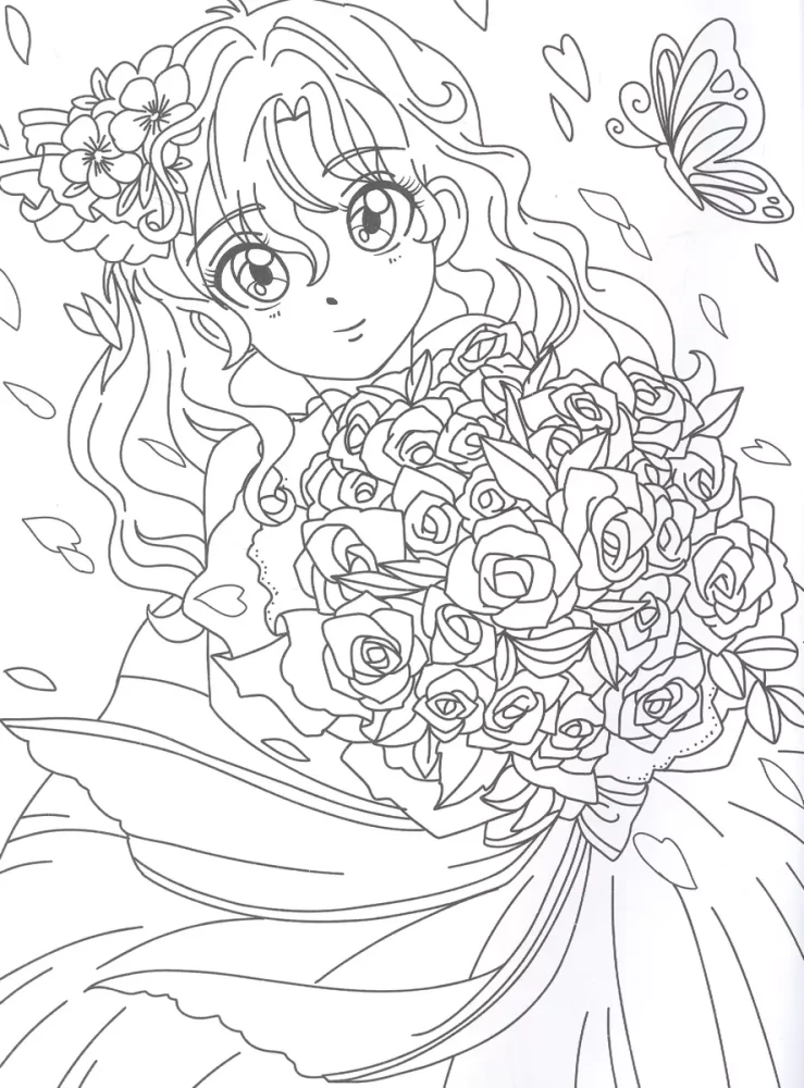 Anime Coloring Book. Manga Girls