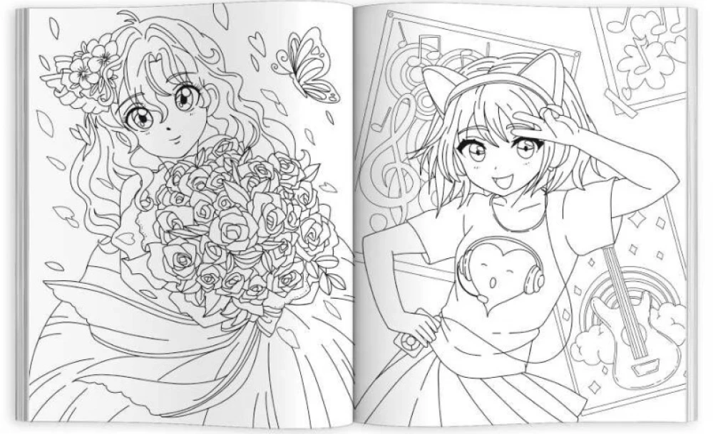 Anime Coloring Book. Manga Girls