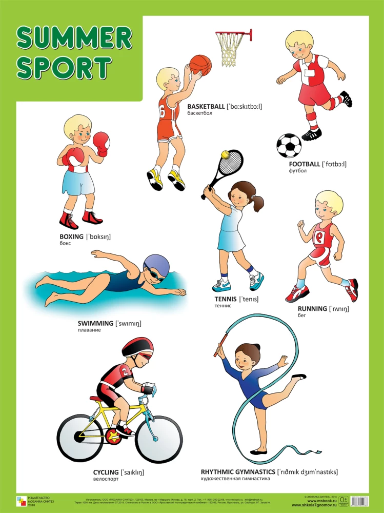 Summer Sport (Летние виды спорта), плакат 45х60