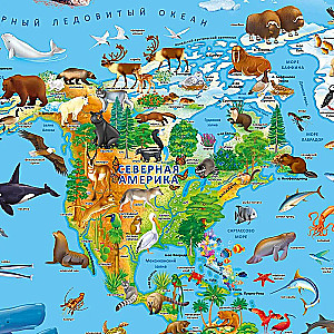 World Map for Children. Our Planet, Animal and Plant World