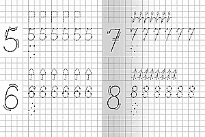 Copybooks with reference points. Trainer. Letters and numbers