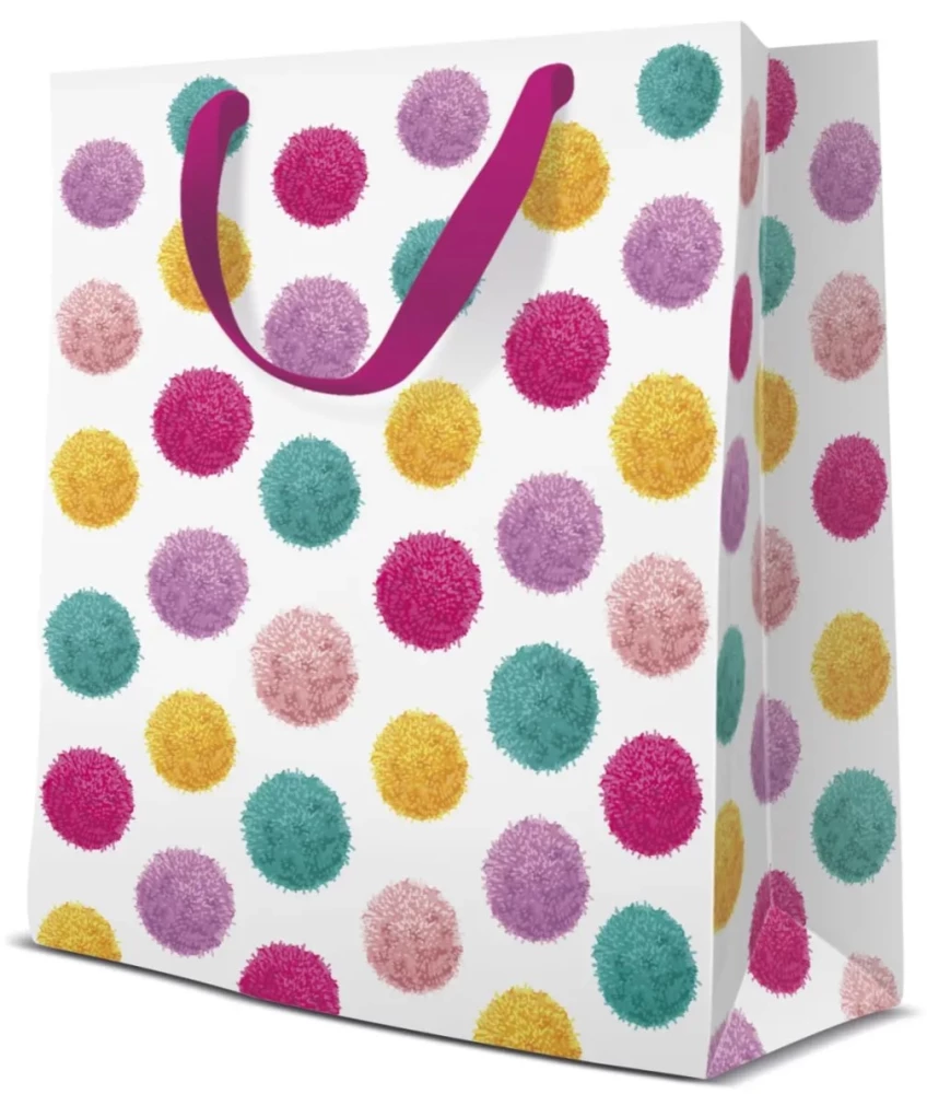 Gift bag - Colorful Pompoms (20x25x10)