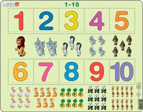 Puzzles on a base. Counting from 1 to 10