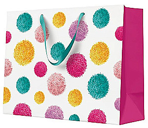 Gift Bag - Colorful Pompoms (33.5x26.5x13)