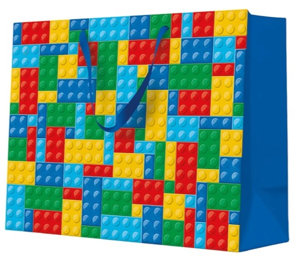 Gift Bag - Colorful Bricks (33.5x26.5x13)