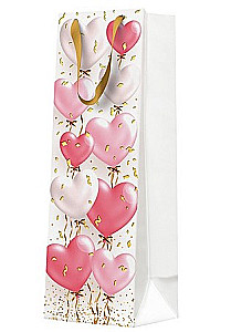 Gift Bag - Heart Balloons Rose (12x37x10)