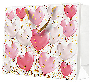 Gift Bag - Heart Balloons Rose (54x44x16)