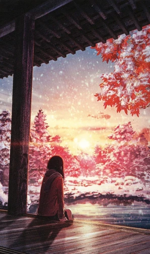 Paint-by-numbers picture - Anime. Winter Dawn