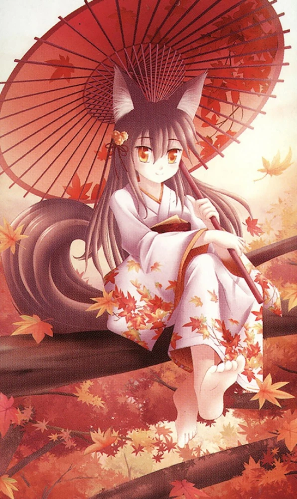 Coloring Picture by Numbers - Anime. Autumn Spirit of the Kitsune