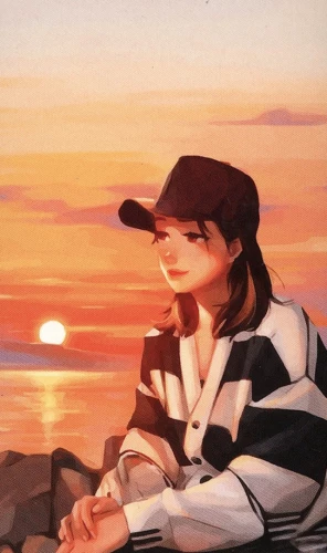 Coloring Picture by Numbers - Anime. At Sunset