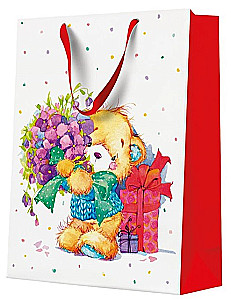 Gift Bag - Teddy Bear with Flowers (30x41x12)