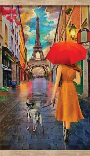 Painting for Coloring by Numbers - Rainy Day in Paris