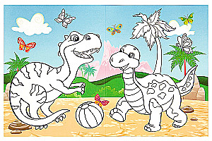 Long Coloring Book with Tasks - Dinosaur World